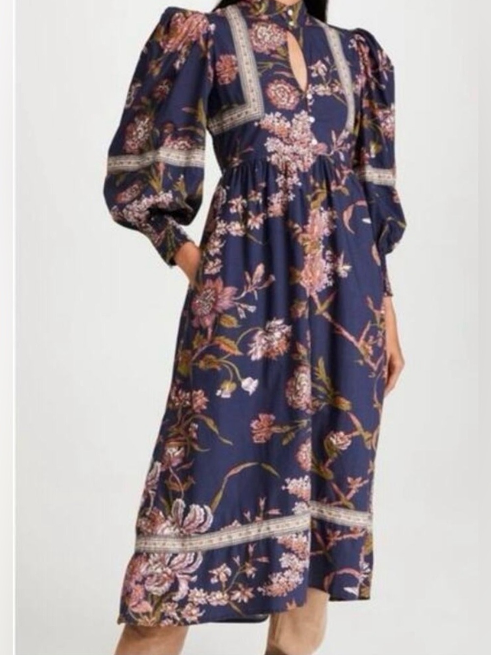Love the Label Wanda Floral Border Print Midi Dress | Medium